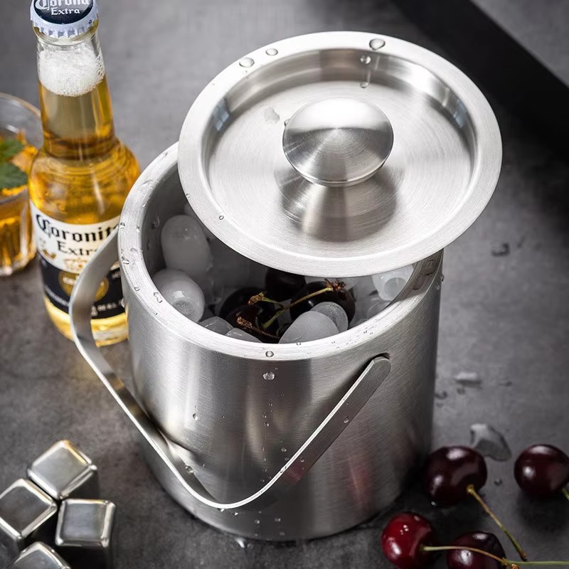 Wine Beer Cooler - 1Pcs Double-Wall Stainless Steel Ice Buckets