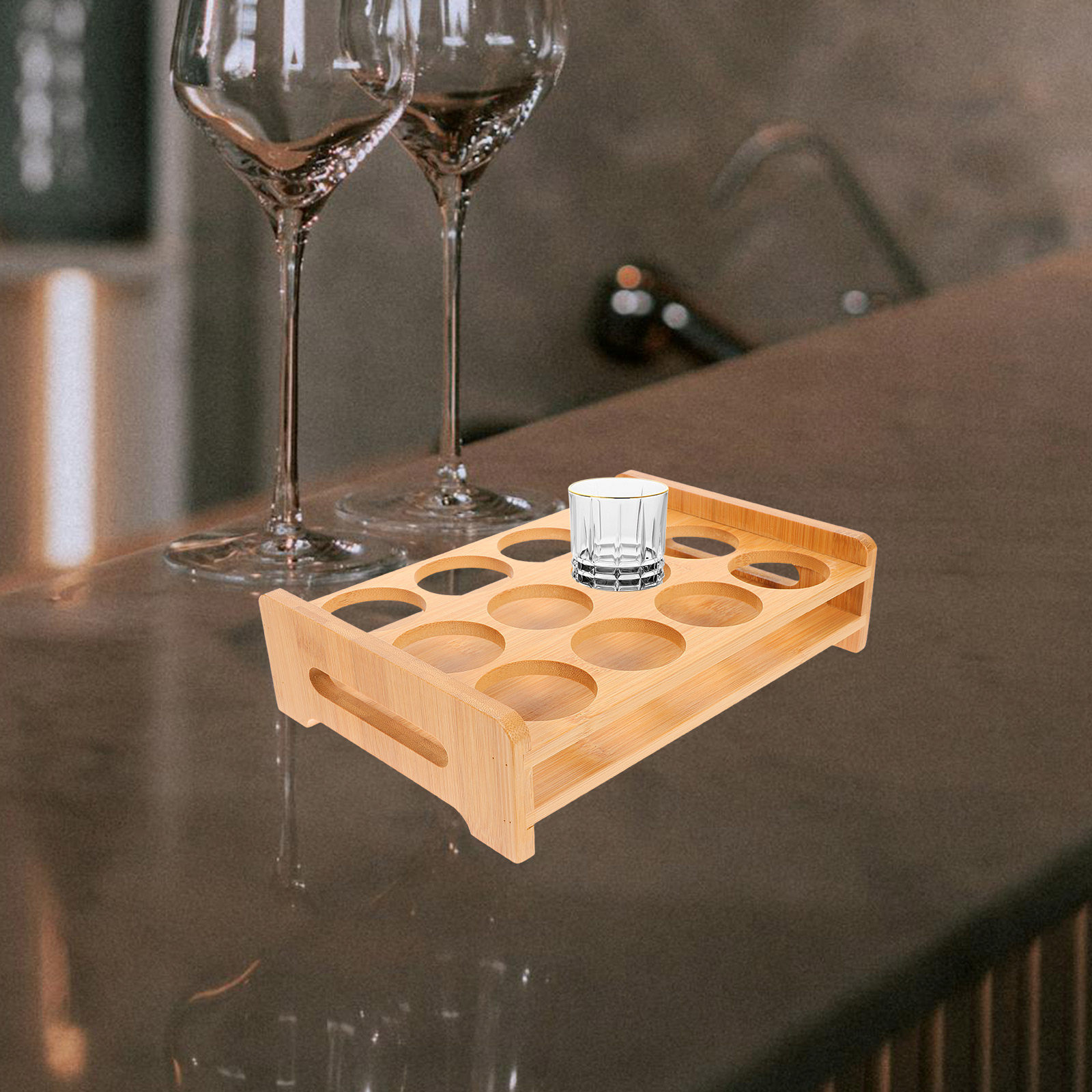 Bamboo Shot Glasses Holder Dis - đánh giá và giá Wine Beer Glass