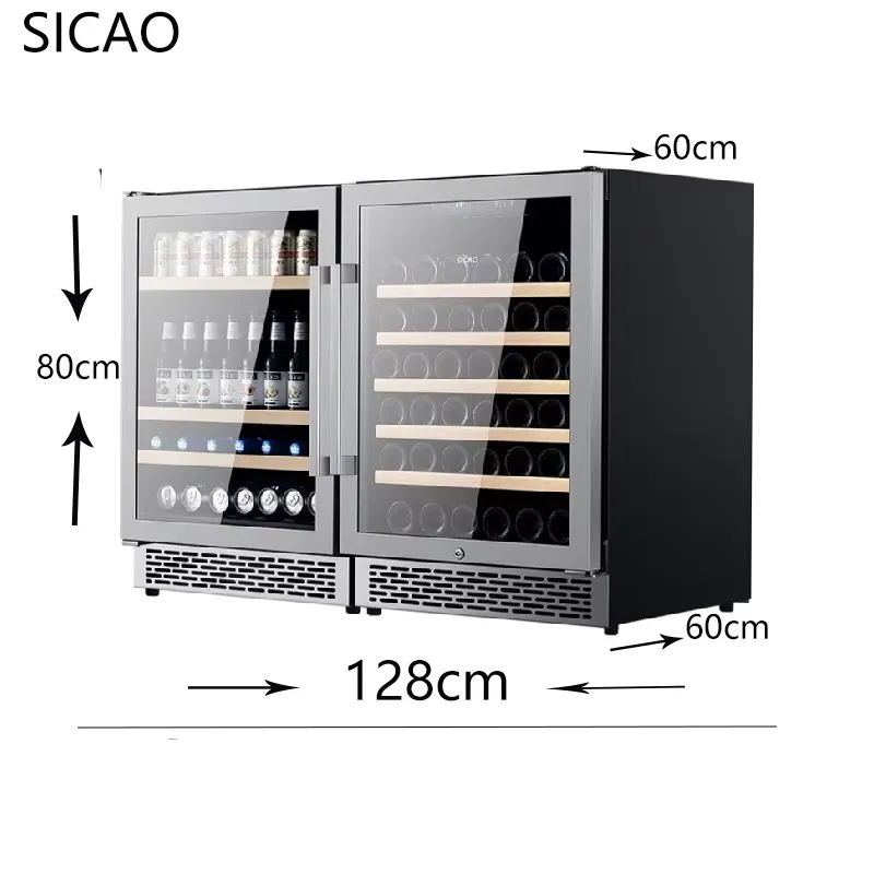 2 Door Wine Beer Fridge Glass  - đánh giá và giá Wine Beer Dual Zone